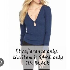 We The Free Black V-Neck Long Sleeve Top